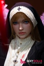 159cm (5ft2) A-Cup Real Skin Texture Silicone Halloween Sexdoll Bella, Head #037S for Men - Image 3