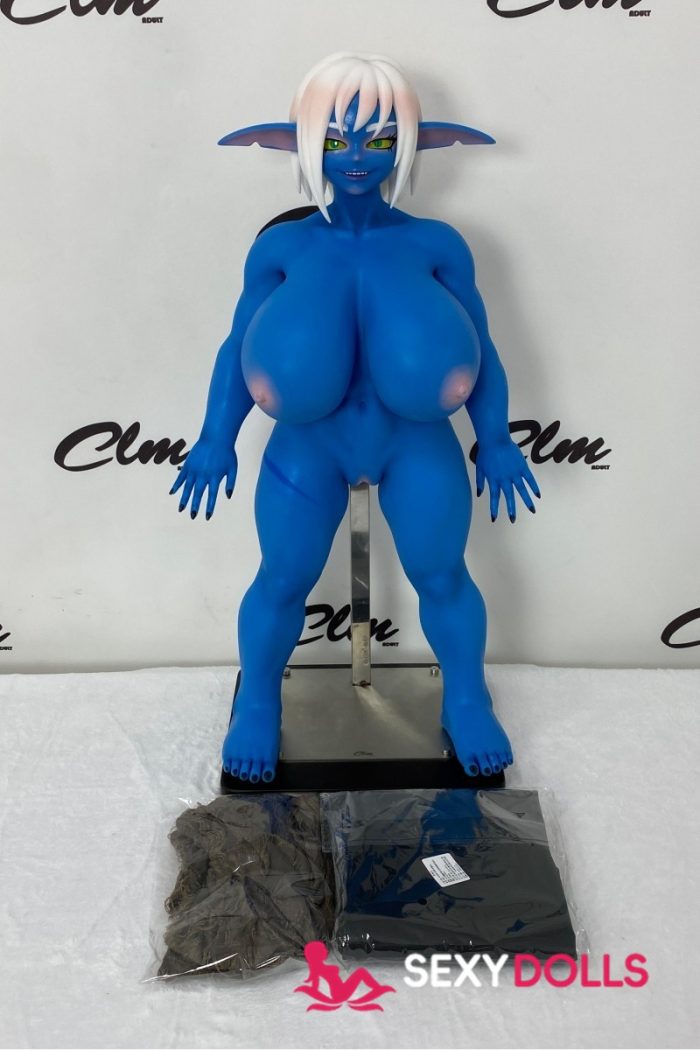 70cm (2ft4) Fantasy Silicone Love Dolls Zarga for Men, Blue - Image 5