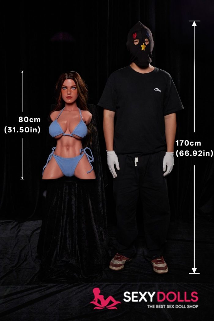 60cm (2ft) F-Cup Ultra Lightweight Silicone Torso 663# with Head Emma, CLM ULW Series - Image 8